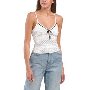 MADDEN GIRL Polka Dot Polka Dot Cami With Pull Through Ribbon